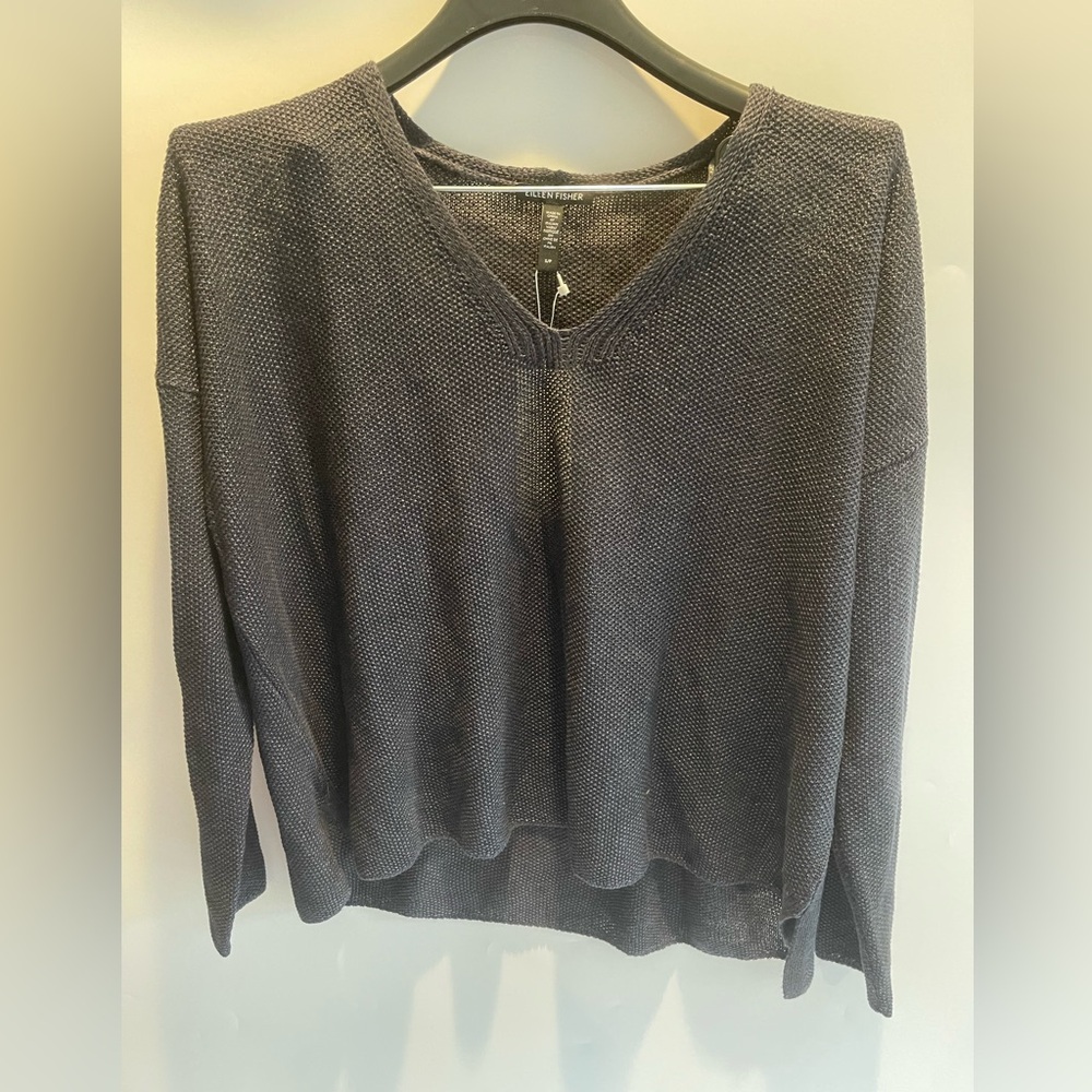 Eileen Fisher V-Neck Box Top Grahpite Sz. S/P